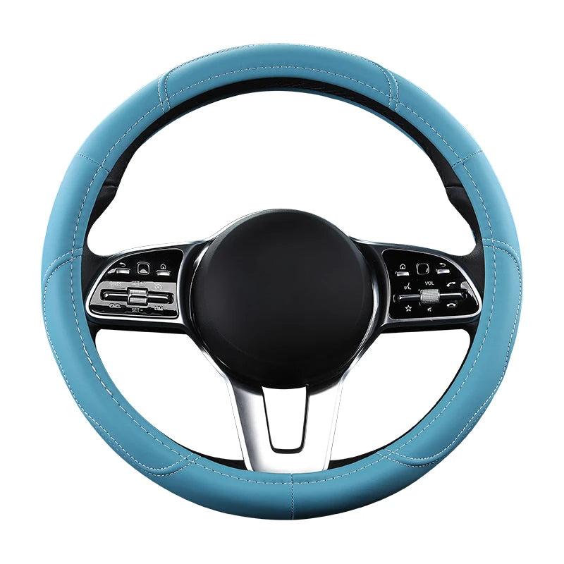 Car Anti-Slip Leather Steering Wheel Cover Protective Cover 38cm