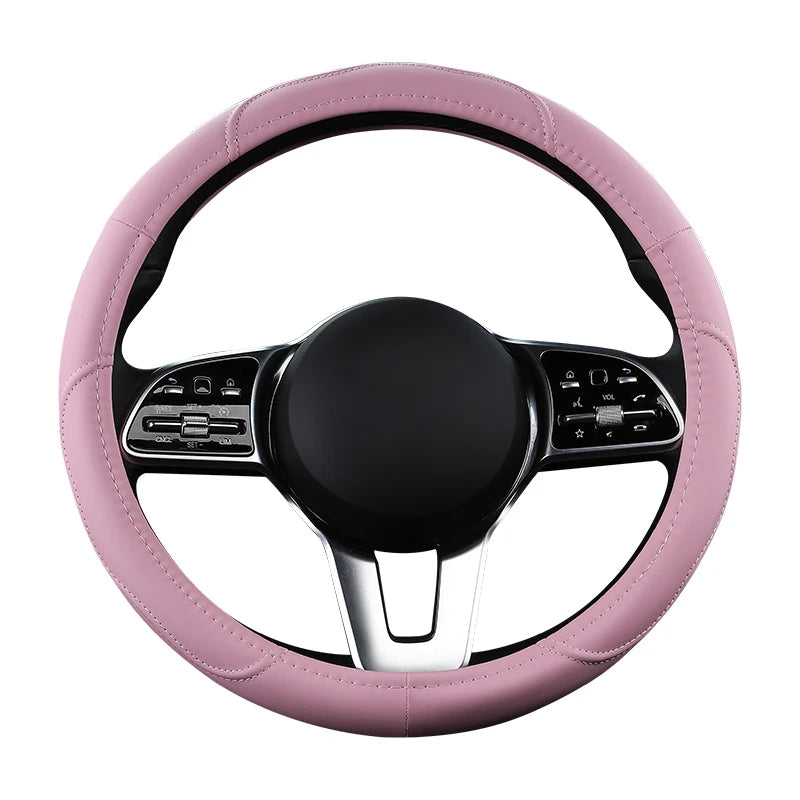 Car Anti-Slip Leather Steering Wheel Cover Protective Cover 38cm