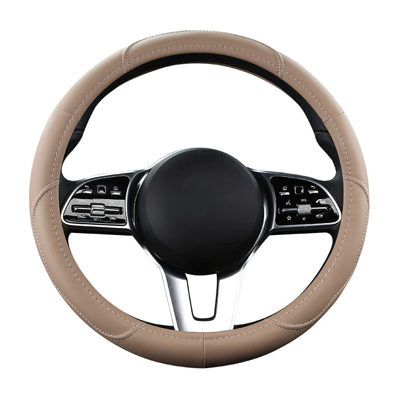 Car Anti-Slip Leather Steering Wheel Cover Protective Cover 38cm