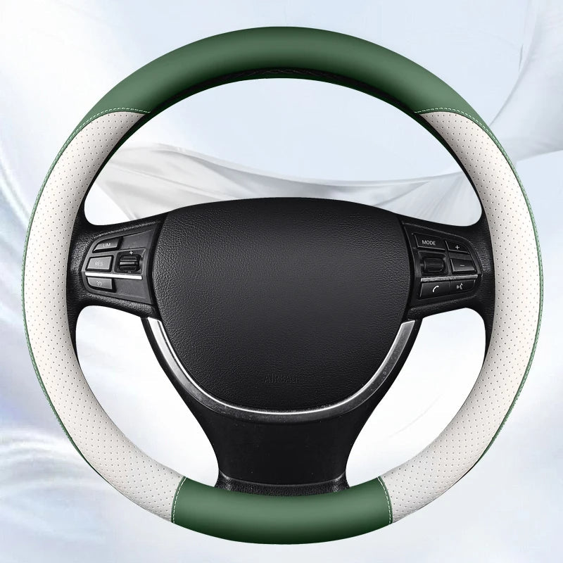 Car Anti-Slip Leather Steering Wheel Cover Protective Cover Fashion Style 38cm Type O D