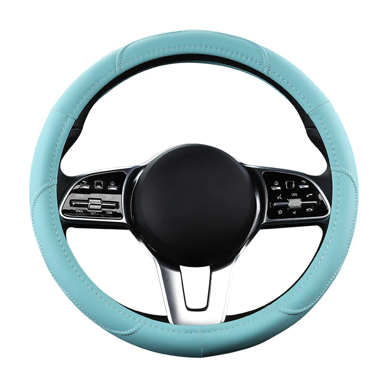 Car Anti-Slip Leather Steering Wheel Cover Protective Cover 38cm