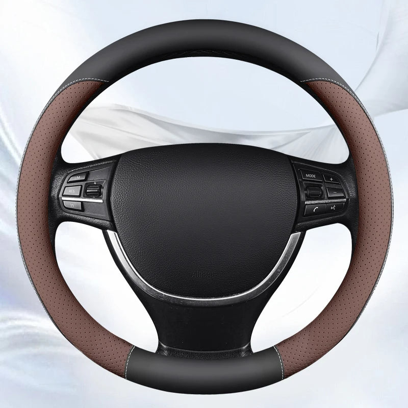 Car Anti-Slip Leather Steering Wheel Cover Protective Cover Fashion Style 38cm Type O D