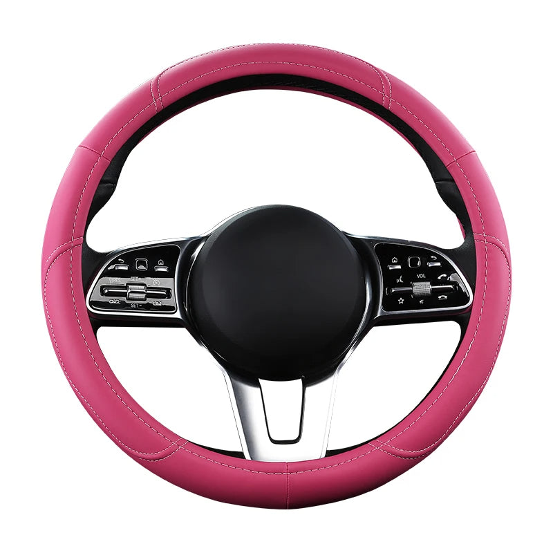 Car Anti-Slip Leather Steering Wheel Cover Protective Cover 38cm