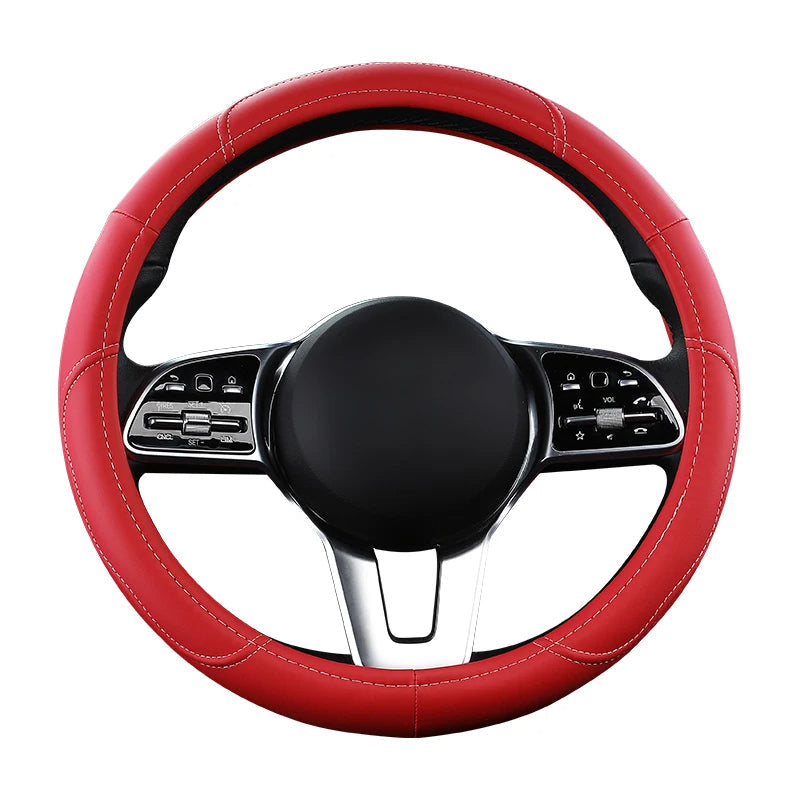 Car Anti-Slip Leather Steering Wheel Cover Protective Cover 38cm