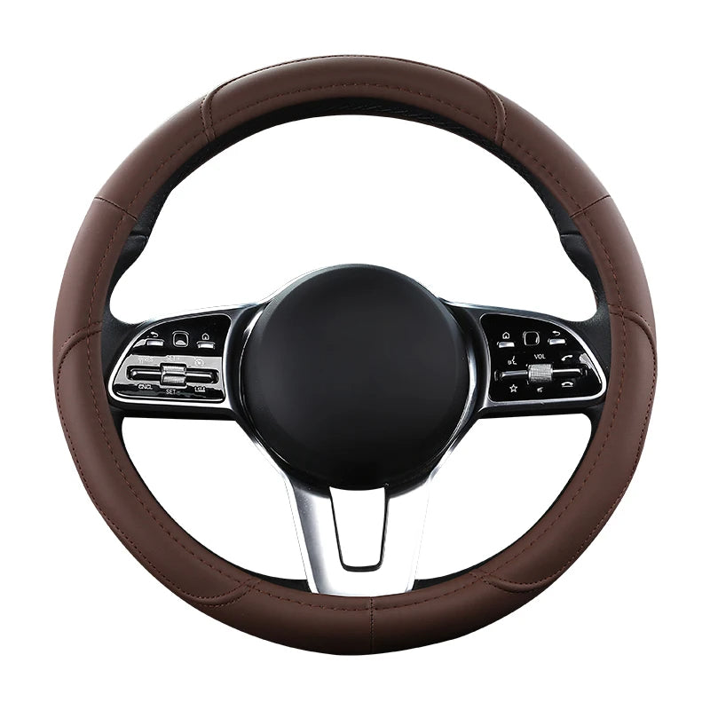 Car Anti-Slip Leather Steering Wheel Cover Protective Cover 38cm